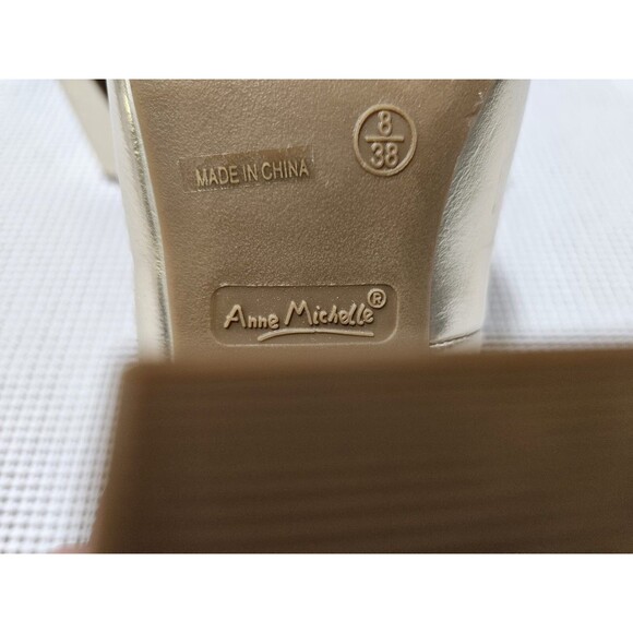 Anne Michelle Women's Heels Size 8 Gold Pointed Toe Chunky Block High Heel - Picture 9 of 11